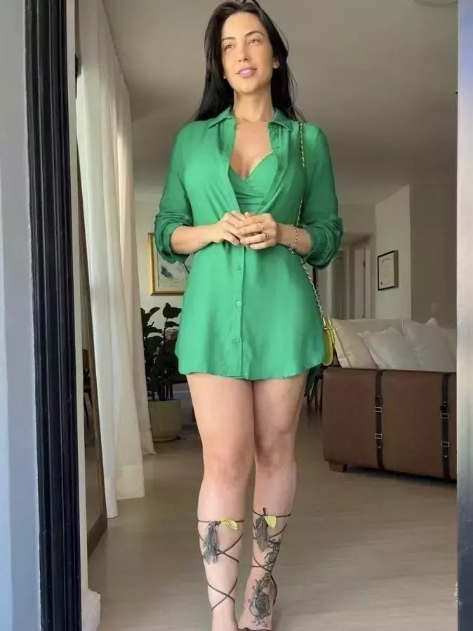 CHEMISE EM VISCOSE COM CROPPED IZA