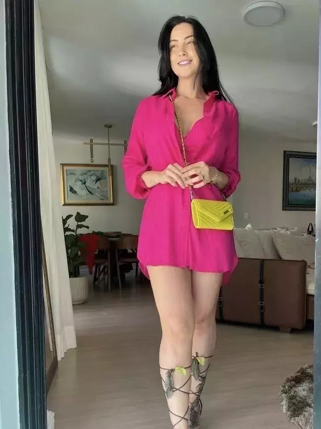 CHEMISE EM VISCOSE COM CROPPED IZA