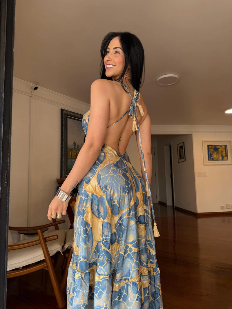 VESTIDO EM VISCOSE LONGO LÍVIA
