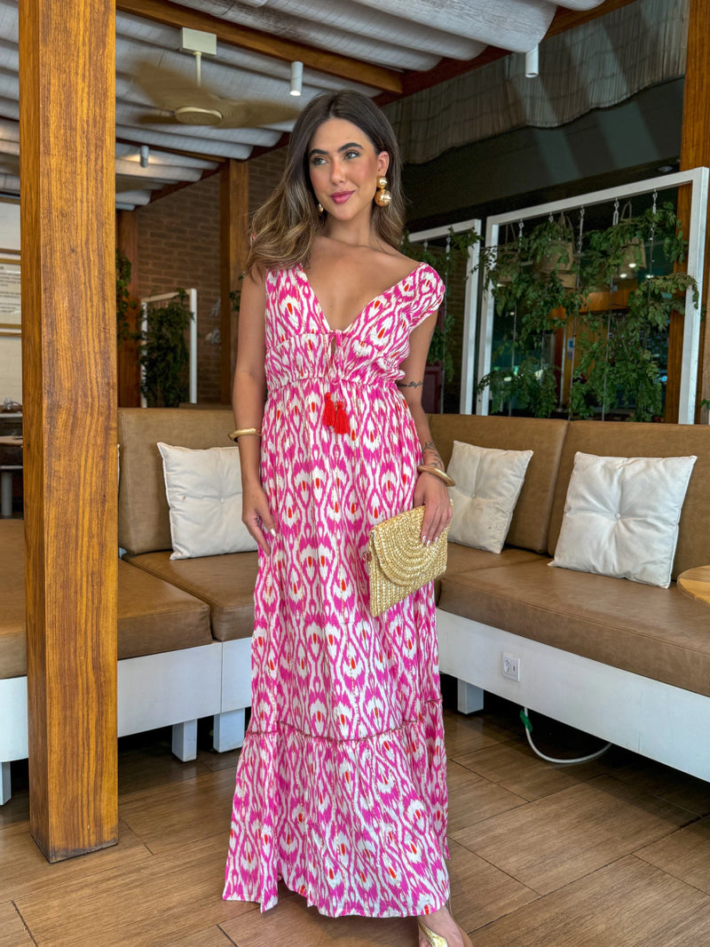 VESTIDO EM VISCOSE BOHO LONGO MAYA