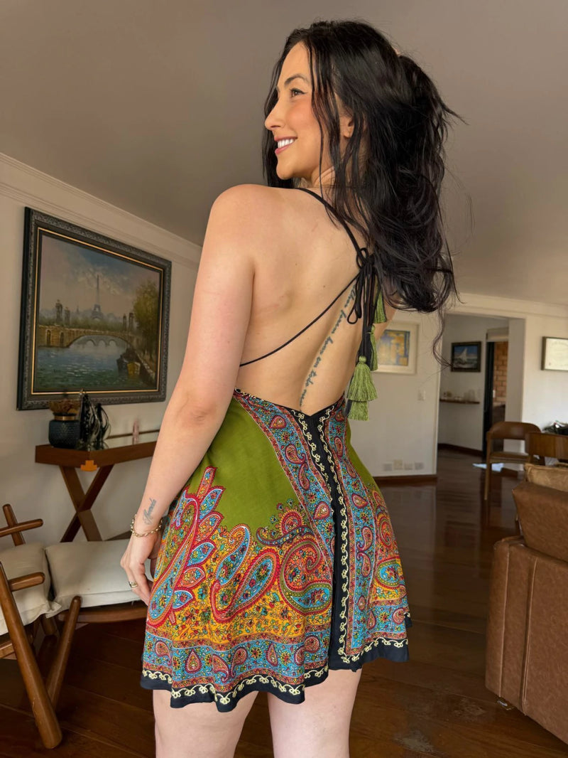 VESTIDO EM VISCOSE CURTO DORI VIC VERDE