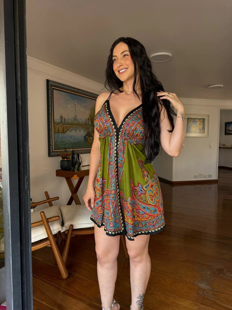 VESTIDO EM VISCOSE CURTO DORI VIC VERDE