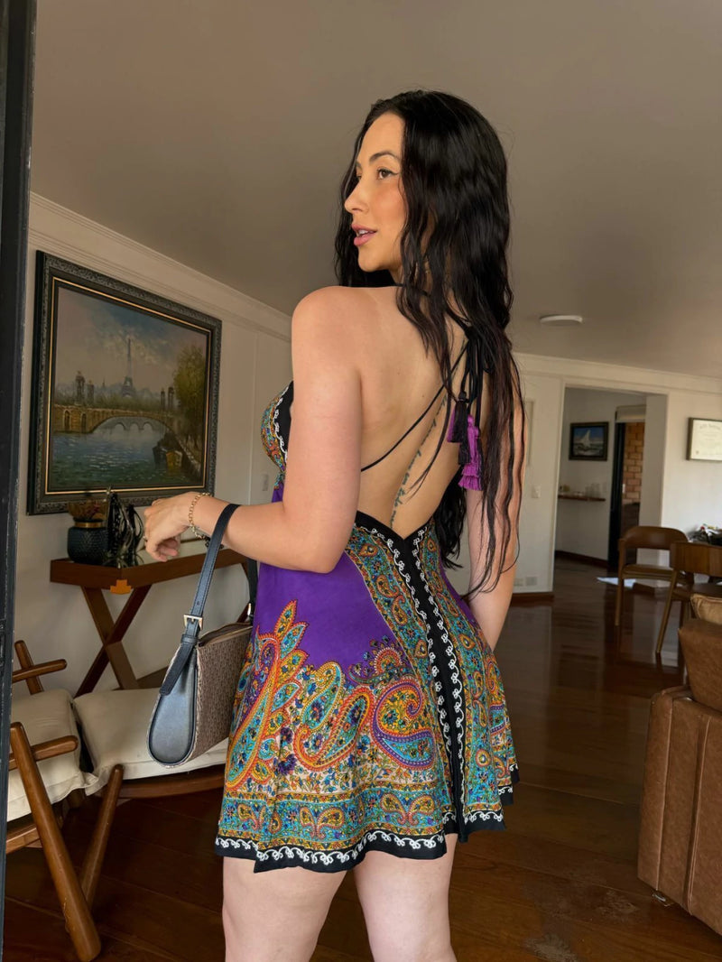 VESTIDO EM VISCOSE CURTO DORI VIC ROXO