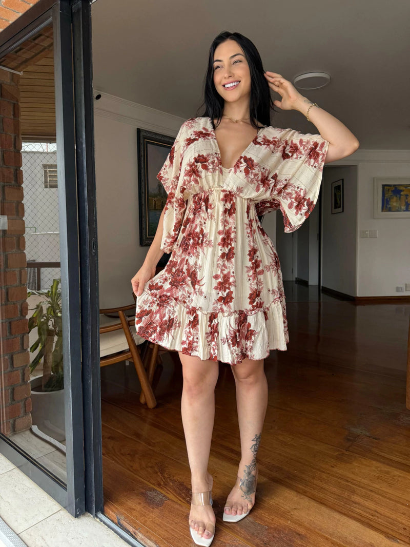 VESTIDO EM VISCOSE CURTO FRANCINE ROSA