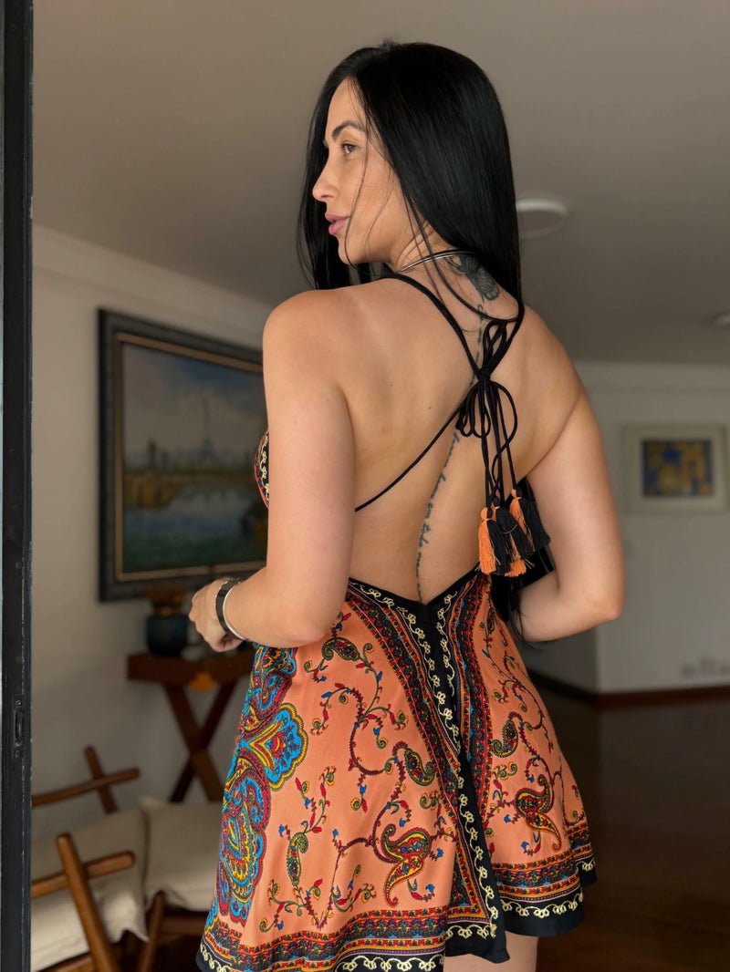 VESTIDO EM VISCOSE CURTO DORI VIVI LARANJA