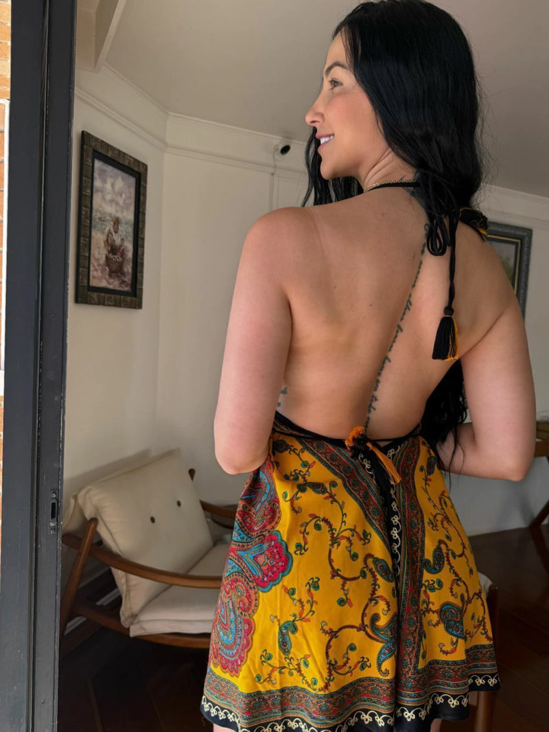 VESTIDO EM VISCOSE CURTO DORI VIVI AMARELO